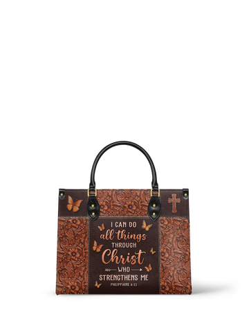 "Believe" - Philippians 4:13 Small Leather Handbag