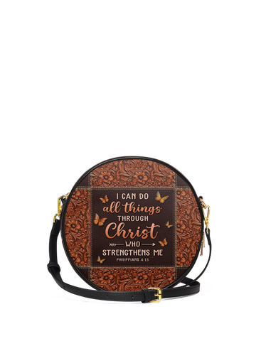 "Believe" - Philippians 4:13 Circle Crossbody Bag