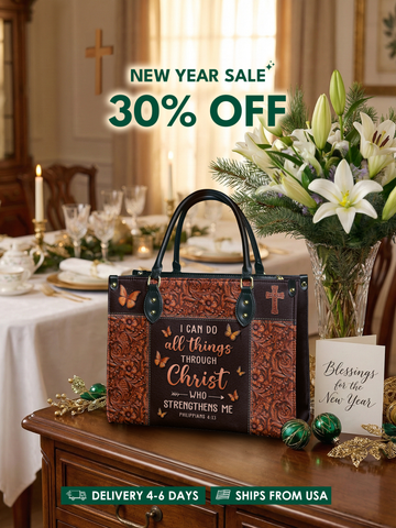 "Believe" - Philippians 4:13 Leather Handbag