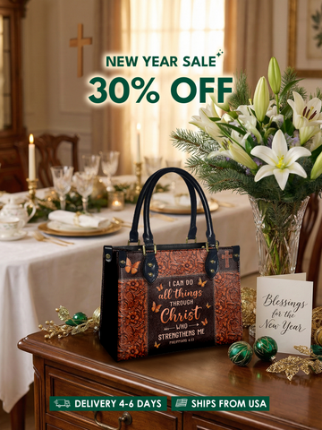 "Believe" - Philippians 4:13 Small Leather Handbag