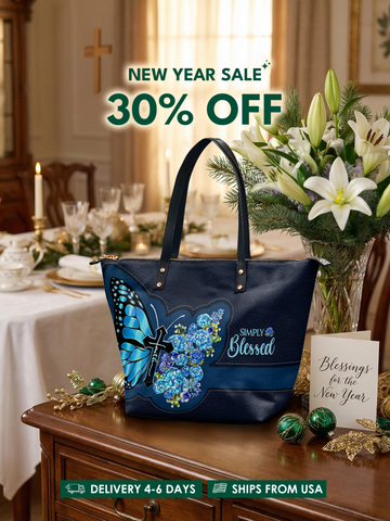 "Blessed" Leather Tote Bag