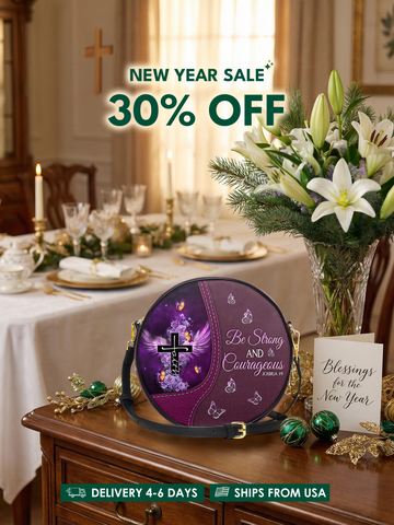 "Courage" - Joshua 1:9 Circle Crossbody Bag