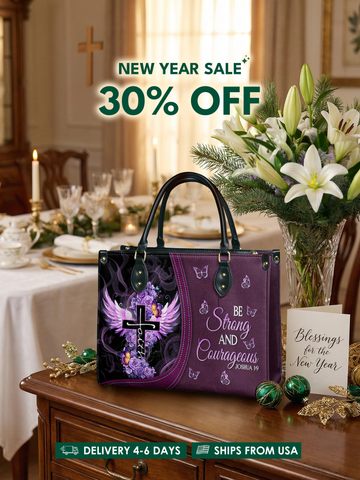 "Courage" - Joshua 1:9 Leather Handbag