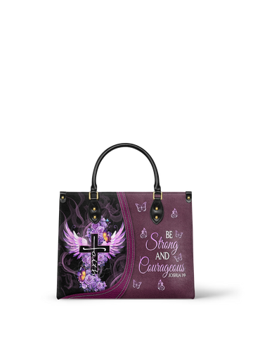 "Courage" - Joshua 1:9 Leather Handbag