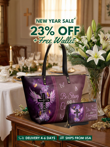 Courage - Joshua 1:9 Leather Tote Bag Deal