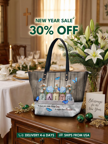 "Faith" Leather Tote Bag