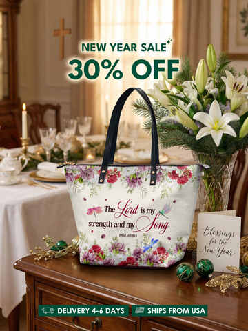 "Melody" - Psalm 118:14 Leather Tote Bag