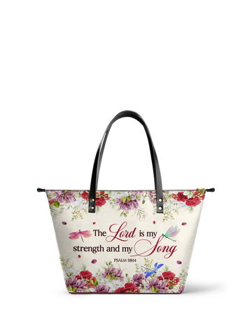 "Melody" - Psalm 118:14 Leather Tote Bag