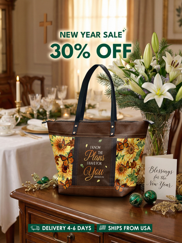 "Renew" - Jeremiah 29:11 Leather Tote Bag