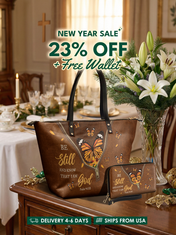 Serene - Psalm 46:10 Leather Tote Bag Deal