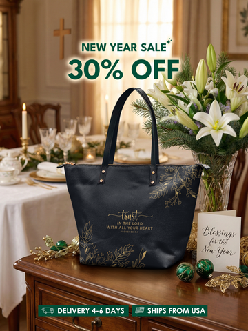 "Trust" - Proverbs 3:5 Leather Tote Bag