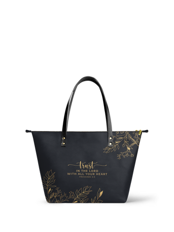 "Trust" - Proverbs 3:5 Leather Tote Bag