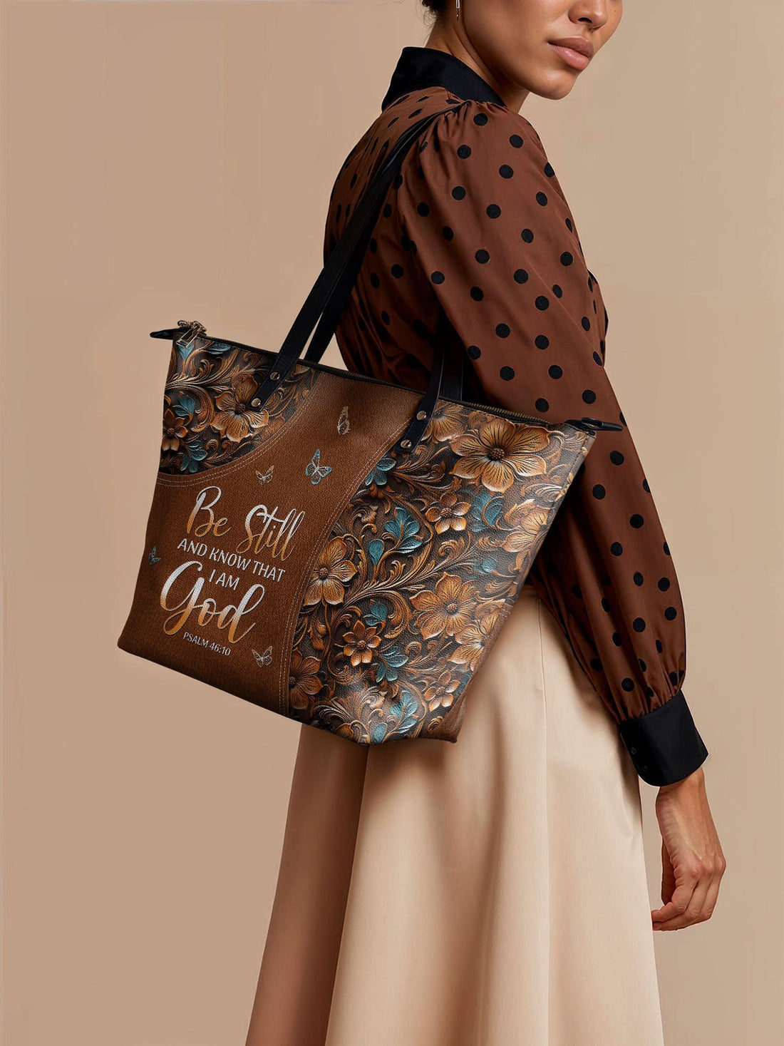 Stillness - Psalm 46:10 Leather Tote Bag Deal