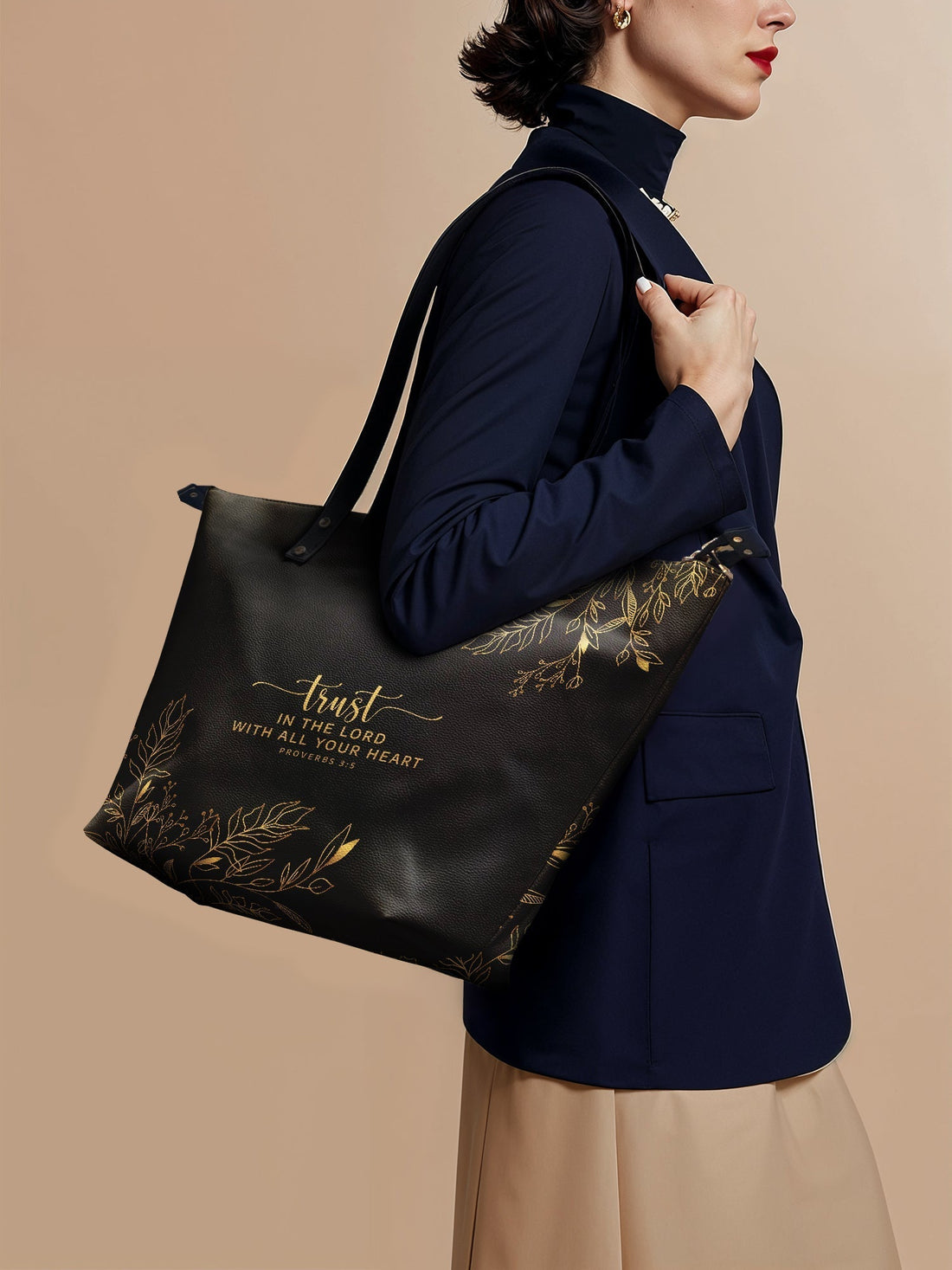 "Trust" - Proverbs 3:5 Leather Tote Bag