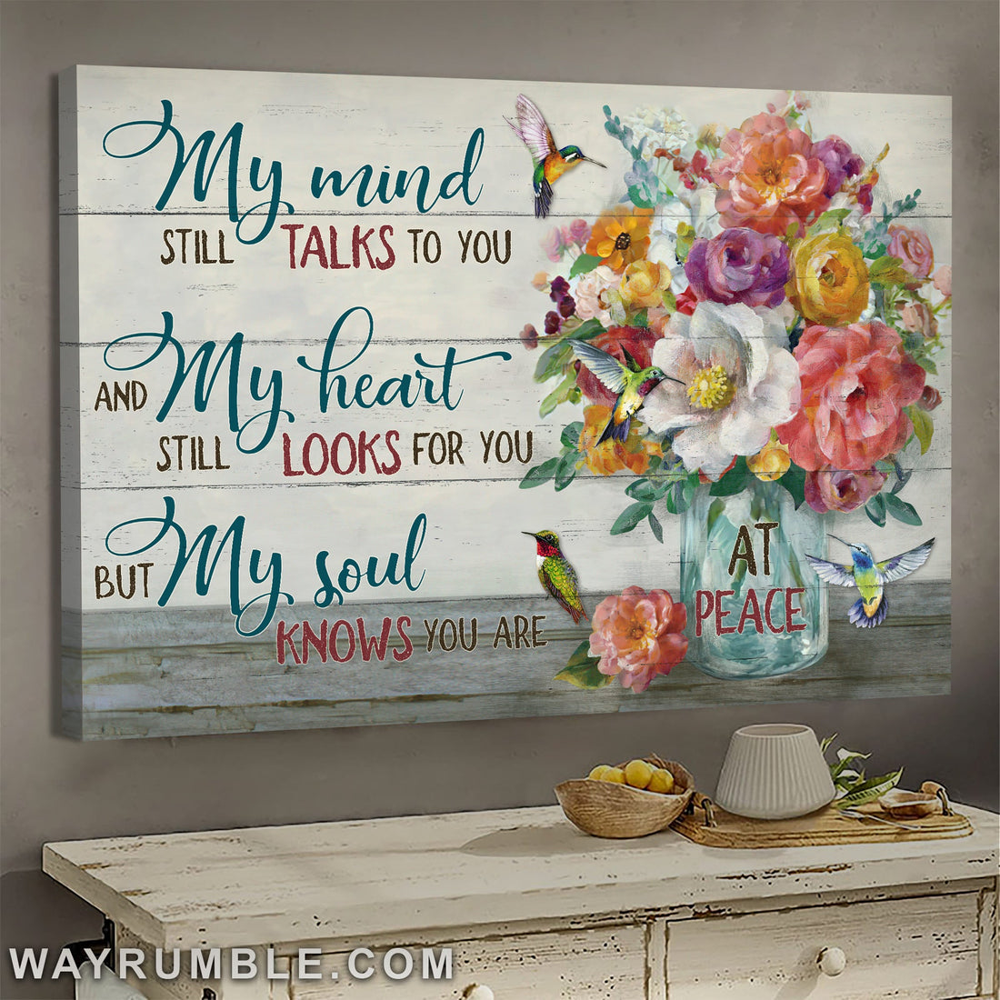 Flower in mason jar, My mind still talks to you - Heaven Landscape Canvas Prints, Wall Art