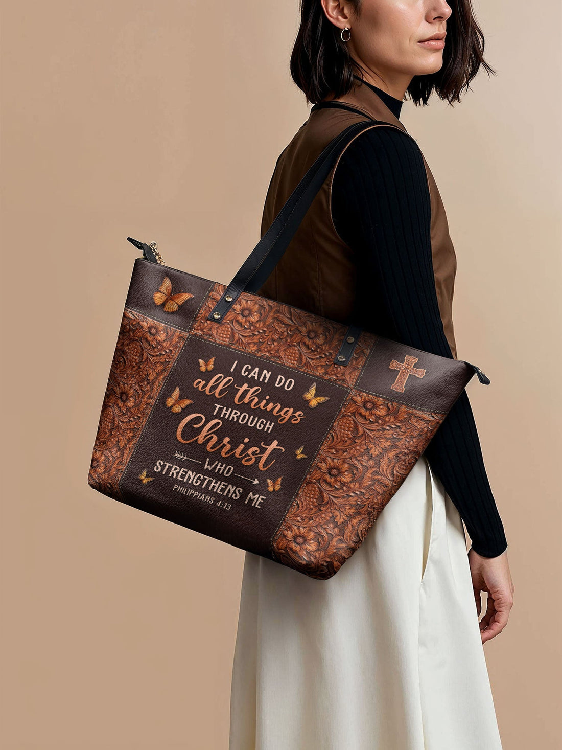 Believe - Philippians 4:13 Leather Tote Bag Deal