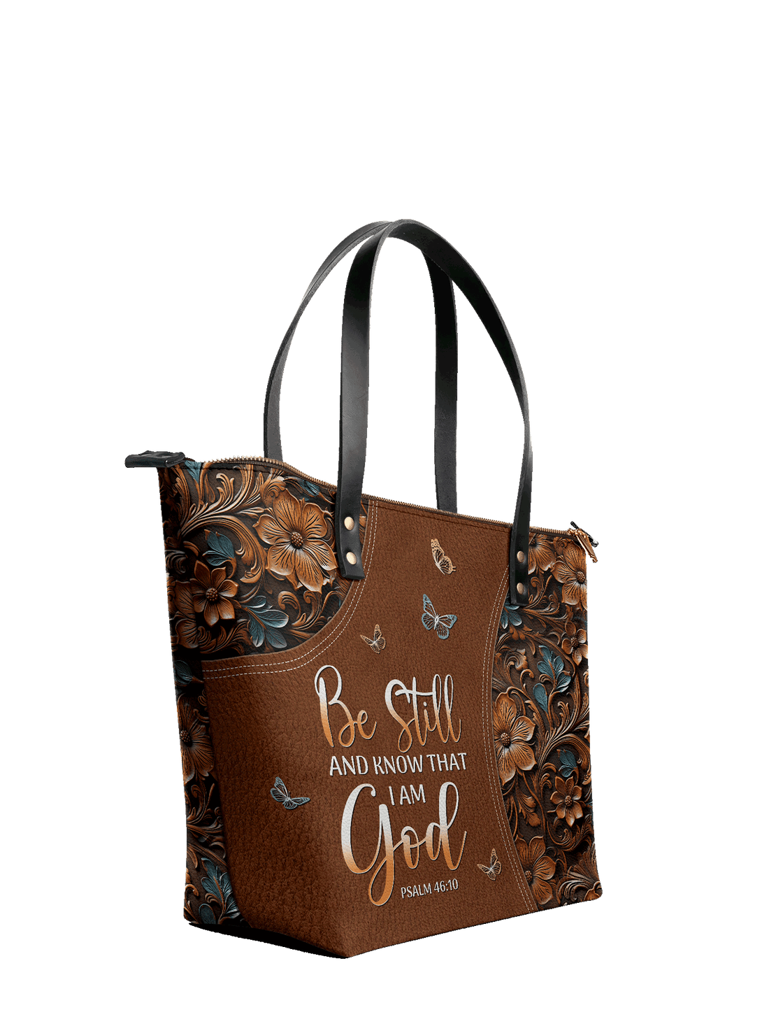 "Stillness" - Psalm 46:10 Leather Tote Bag