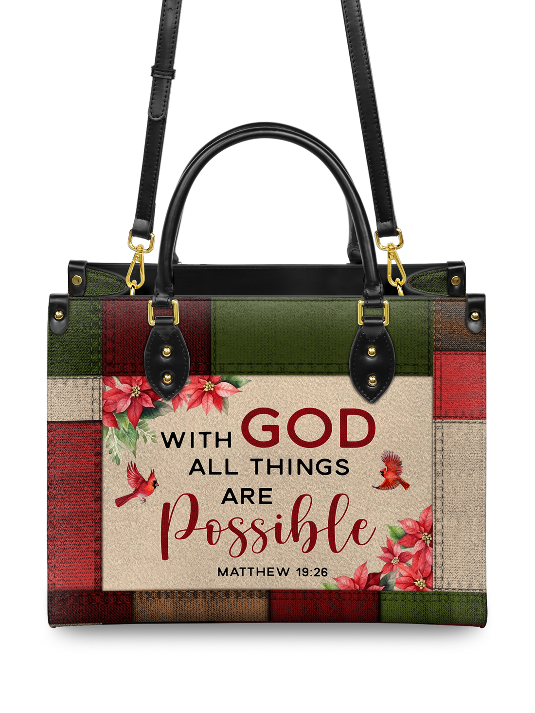 "Hope" - Matthew 19:26 Leather Handbag