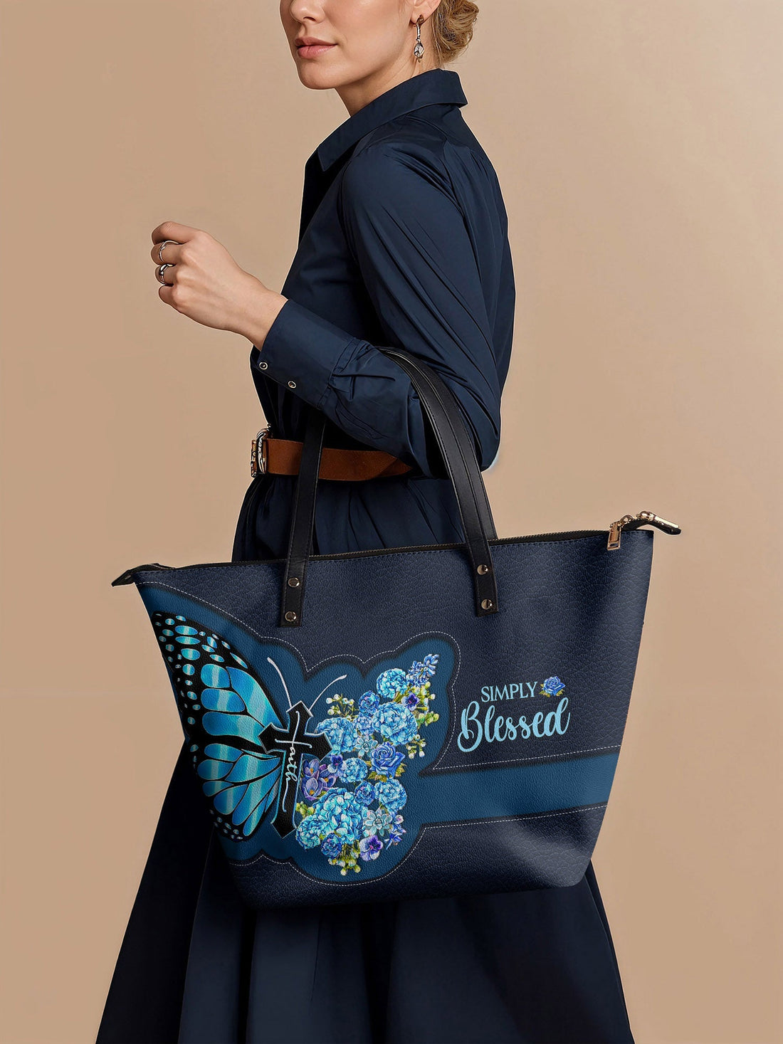"Blessed" Leather Tote Bag