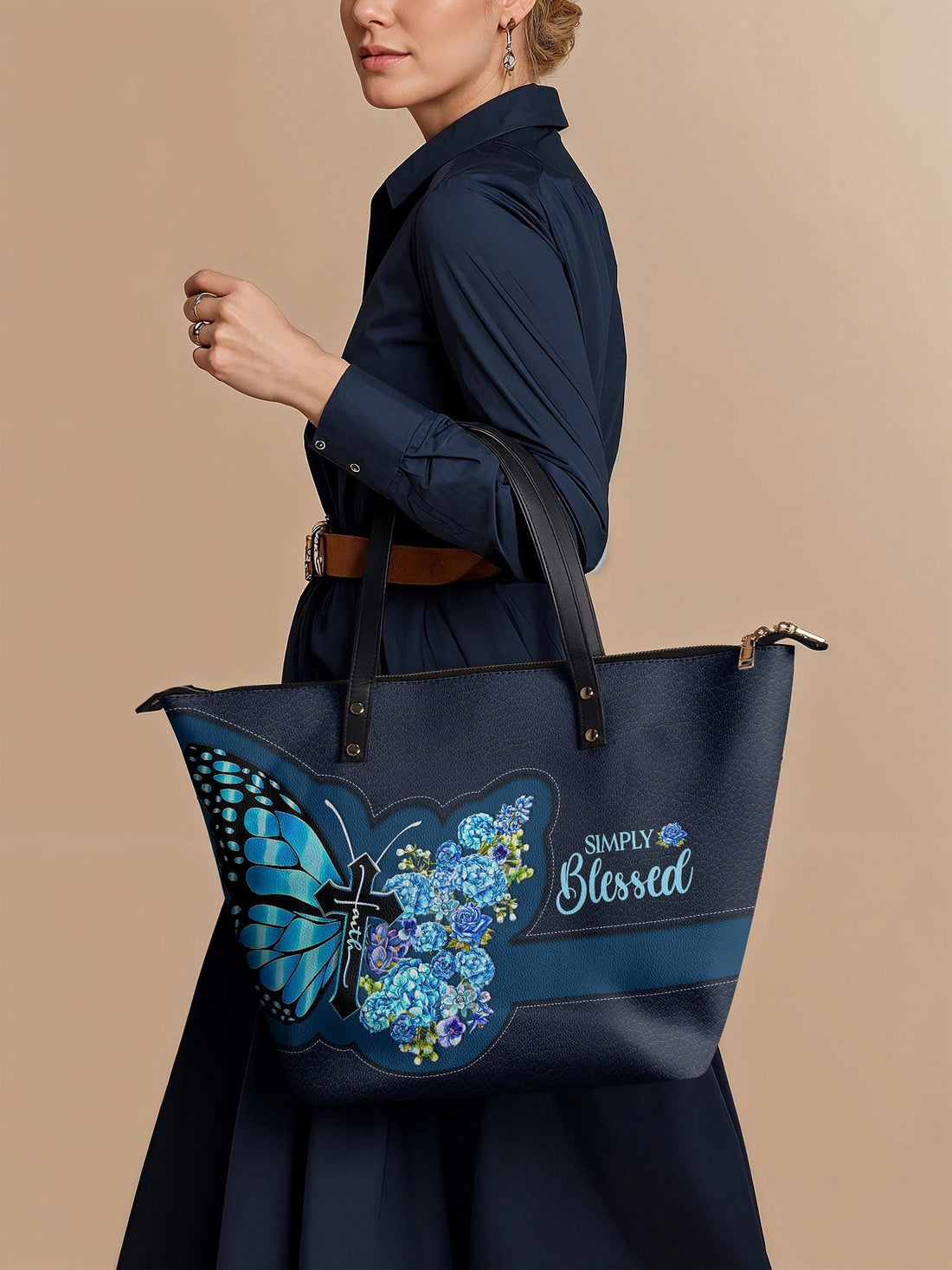 "Blessed" Leather Tote Bag